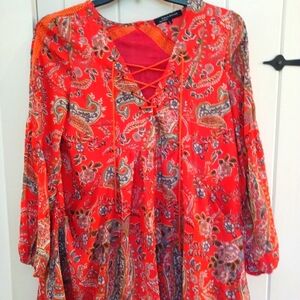 Zaka Woman's Multi Color Floral Tunic Boho Style Dress